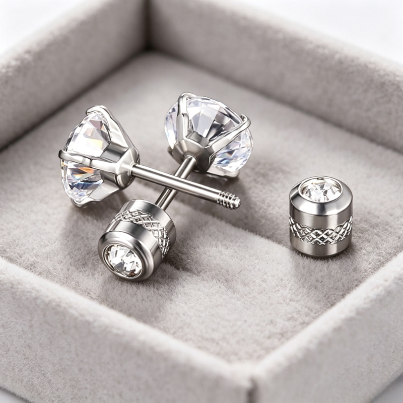 Single Synthetic Zircon Stud Earrings, Versatile Style